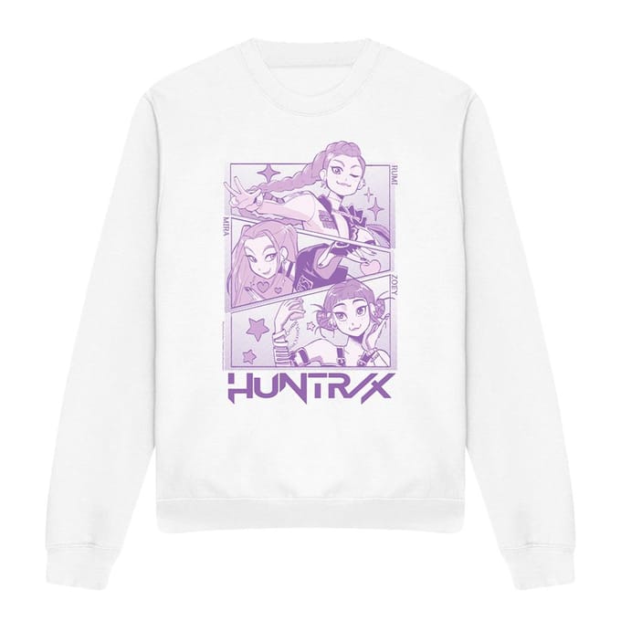 K-Pop Demon Hunters Unisex Volwassen Huntr/X Paneel Sweatshirt (Wit)