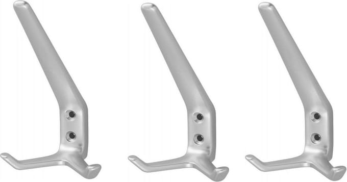 Hermeta hoed en jashaak 0032-01 - Aluminium - Dubbel - Naturel - 3 Stuks