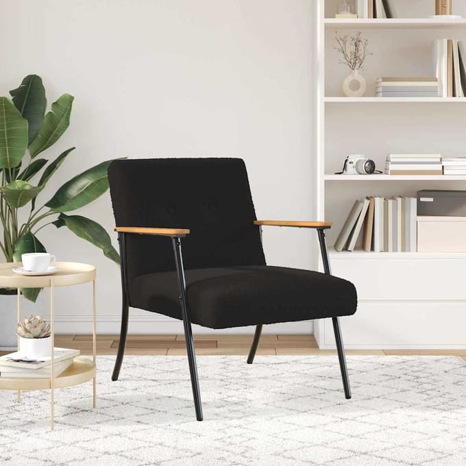 vidaXL - Fauteuil - Zwart - Kratig - Wolachtig - Stof