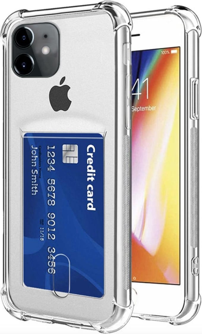YPCd® Apple iPhone 11 Pashouder - Shock Case Transparant