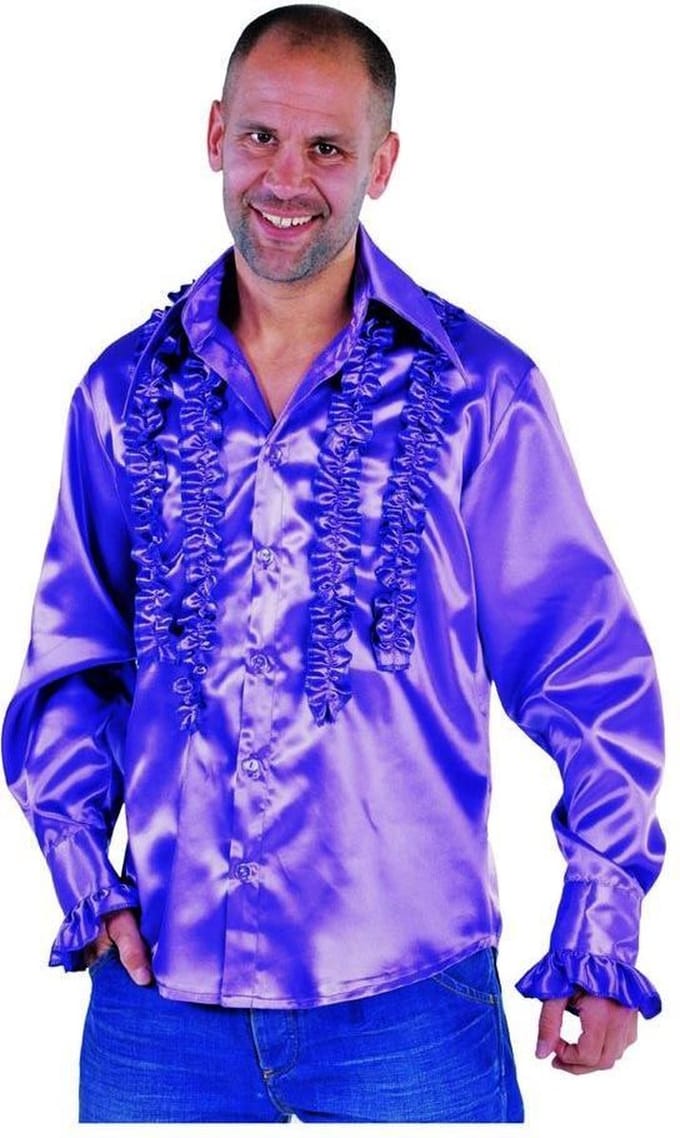 Ruche blouse overhemd paars heren