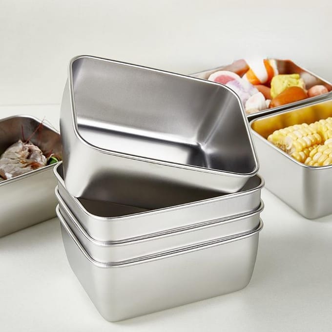 Réfrigérateur en acier inoxydable, boîte de conservation des aliments, Bento de fruits, boîte de rangement hermétique de la viande, conteneur de stockage de cuisine, stockage des aliments argenté