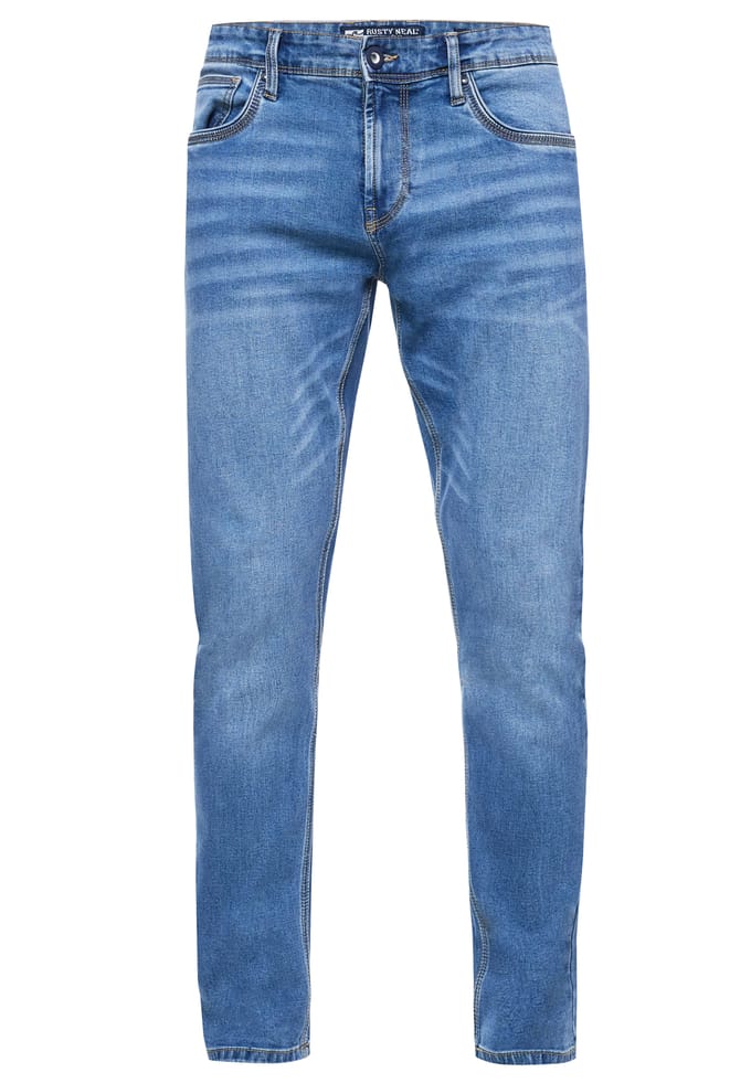 Blauwe used jeans broek "MELVIN" slim fit katoen stretch