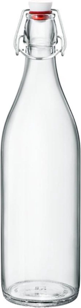Glazen beugelfles | Waterfles glas | Italiaans glas | beugelfles 1 liter | met beugelsluiting