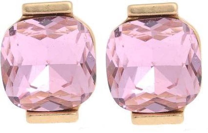 Behave - Oorbel steker roze glassteen elegant pasteltrend goudkleur