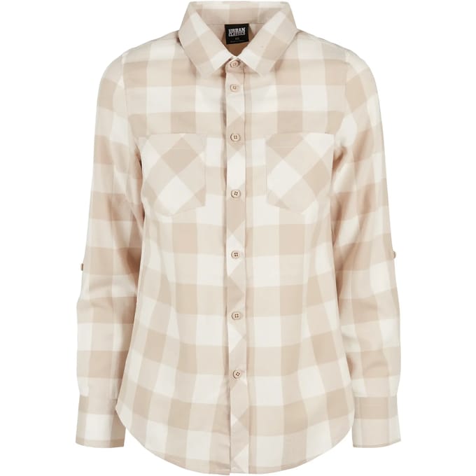 Urban Classics - Turnup Checked Flanell Blouse - S - Creme