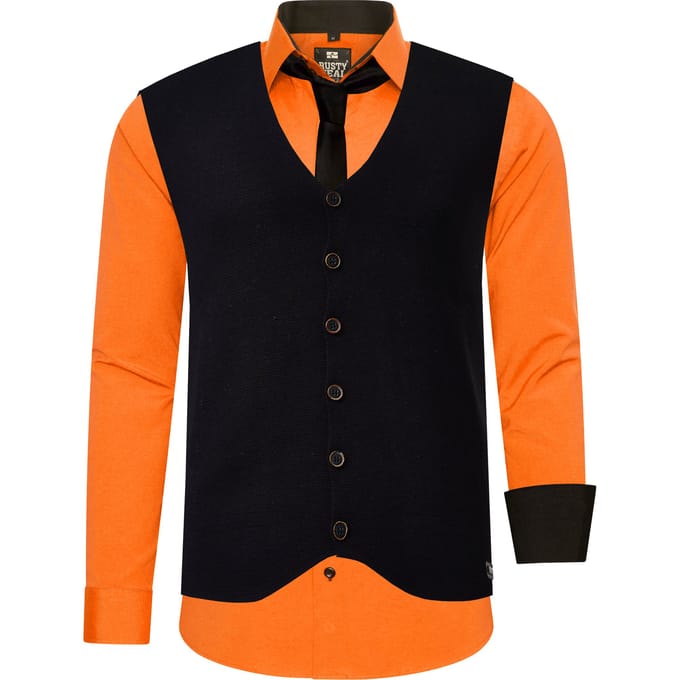 Driedelig pak met overhemd, vest en stropdas
