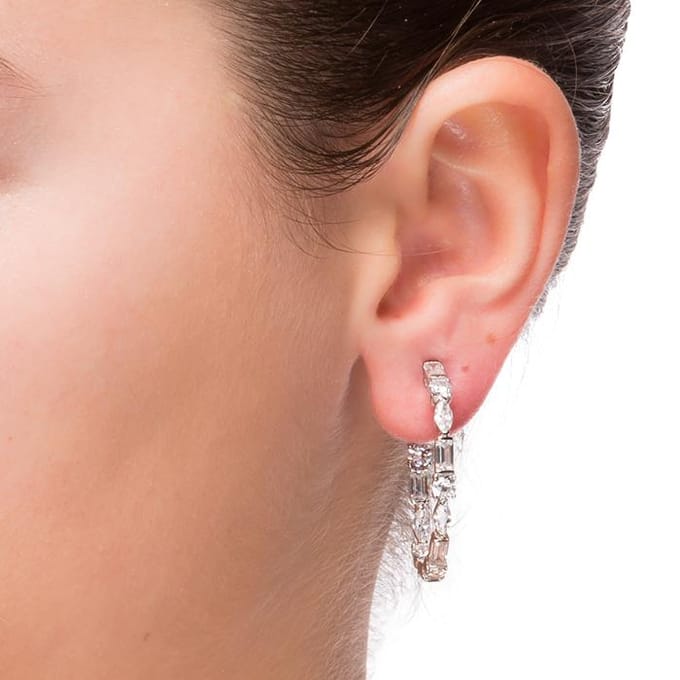 Boucles d'oreilles en argent 925 Luxenter avec zircon brillant finition en rhodié - Grimchi white