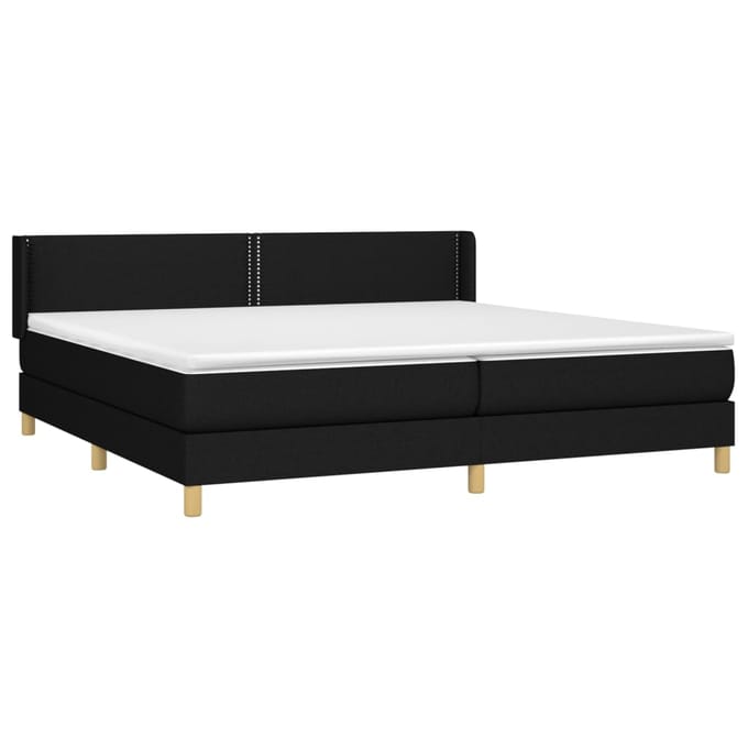 vidaXL - Boxspring - met - matras - stof - zwart - 200x200 - cm