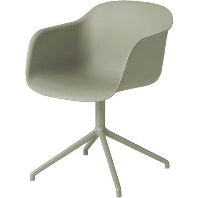 Muuto - Fiber armleunstoel Draaivoet - moddergroen - Frame moddergroen