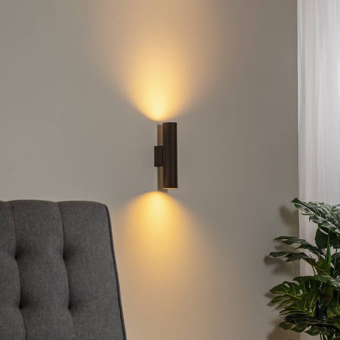 Argon Wandlamp Cerro, antraciet, staal, Ø 6 cm, omhoog/omlaag