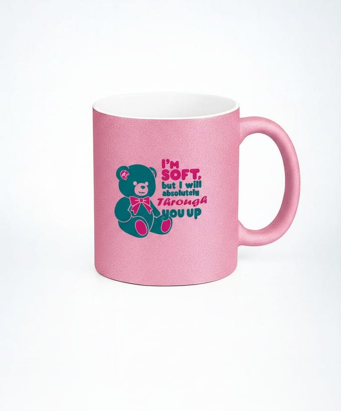 I'M SOFT - Roze Mok met Teddybeer Design | Cadeau Idee