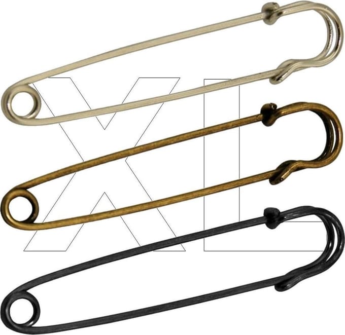 Fako Bijoux® - Sierspeld - Sjaalspeld - Vestsluiting - Vestspeld - Veiligheidsspeld - Classic XL - 89mm - Set 3 Stuks