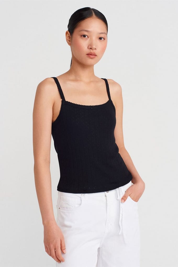 Gestructureerde Katoen Modal Camisole Blouse