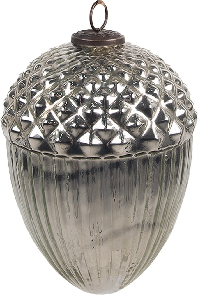 Clayre & Eef Kerstbal Overig Ø 10x15 cm Zilverkleurig Glas Kerstballen