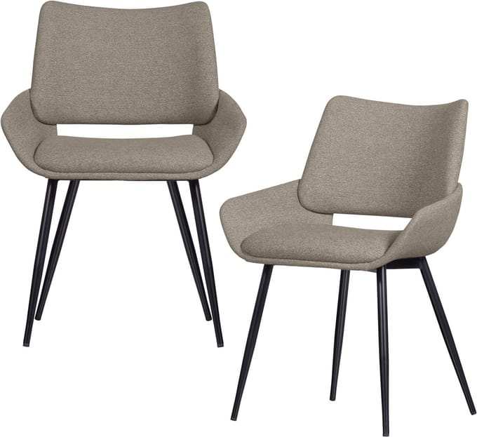 WOOOD Parade Eetkamerstoelen - Melange Stof - Zand - Set van 2