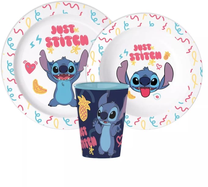 Lilo & Stitch kinderserviesset 3-delig – bord, kom en beker – Disney eetset voor kinderen