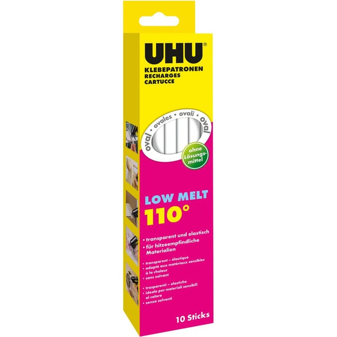 UHU - 48620 Transparante Lijmstick Low Melt - 170 mm - 125 g - 10 stuks