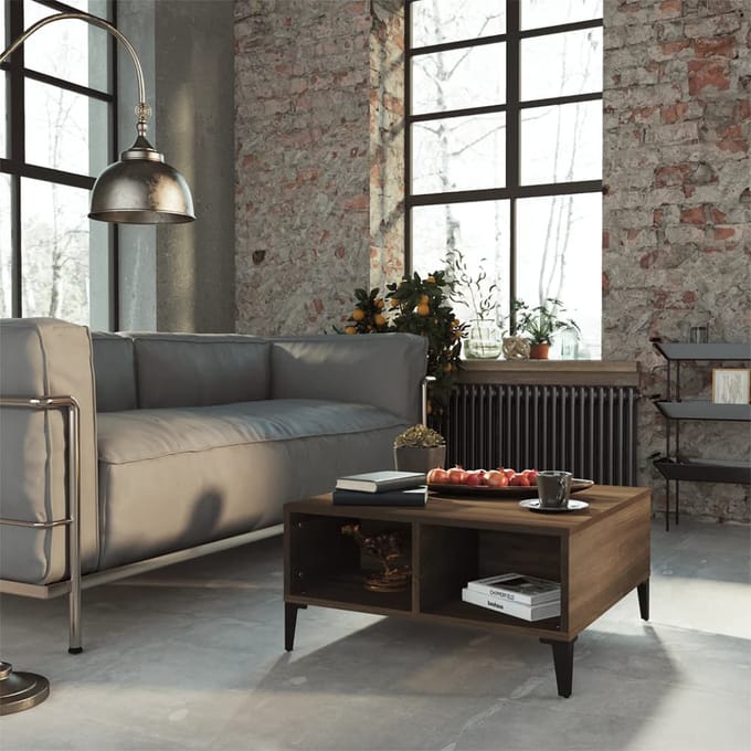 vidaXL - Salontafel - 60x60x30 - cm - spaanplaat - bruin - eikenkleur