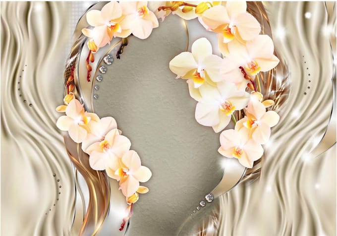 Fotobehang - Wreath of orchids.