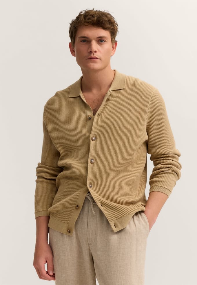 Bugatti Herren Gebreid vest met knoopsluiting en polokraag