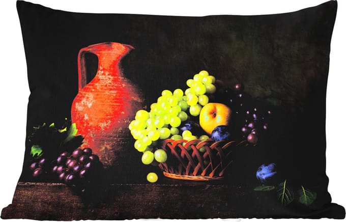 Buitenkussens - Rustiek - Fruit - Kan - Mand - Stilleven - 60x40 cm - Weerbestendig
