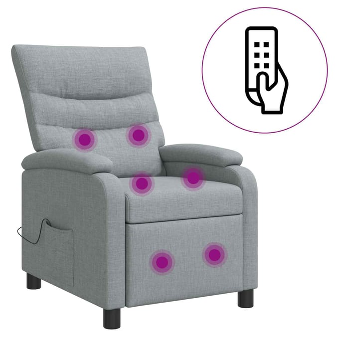vidaXL - Massage - Relaxstoel - Lichtgrijs - Stof