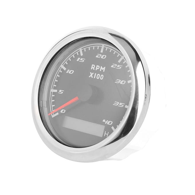 Tachymètre de Bateau 3,3 pouces Compte-tours Marin Jauge LCD Compteur d'heures 12V 24V white