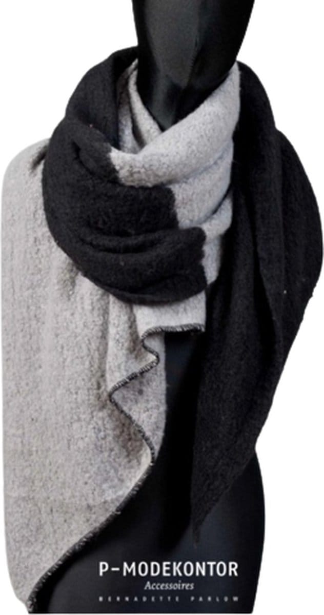 Effen Sjaal Winter Sjaal Dames Sjaal Zwart-Grijs
