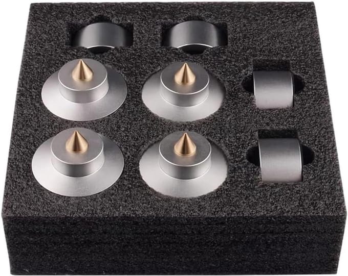 Trillingsdemper Voeten - Luidspreker Pads - Audio Verbetering - Aluminiumlegering - 1 Set - Zilver