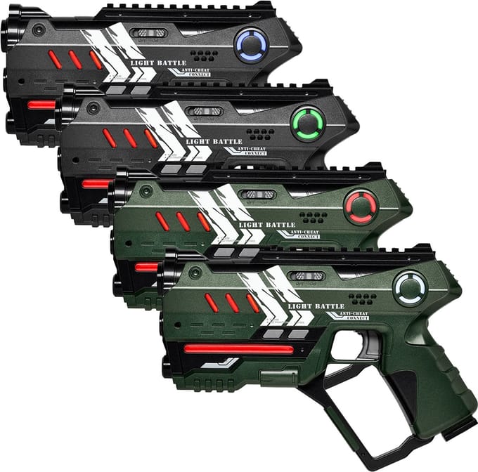 Light Battle Connect Lasergame set - Metallic Groen/Grijs - 4 Laserguns met Anti-Cheat functie voor 4 spelers