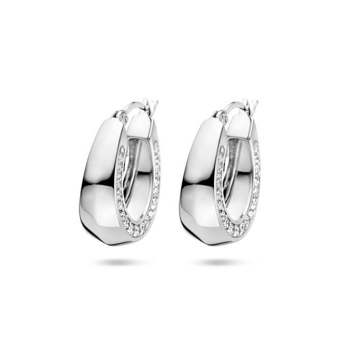 Zilver Gerhodineerd Oorringen Zirkonia 1336690
