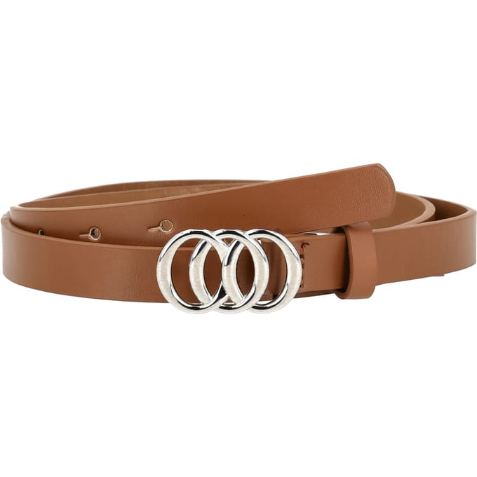 Faina riem Dames Bruin Zilver