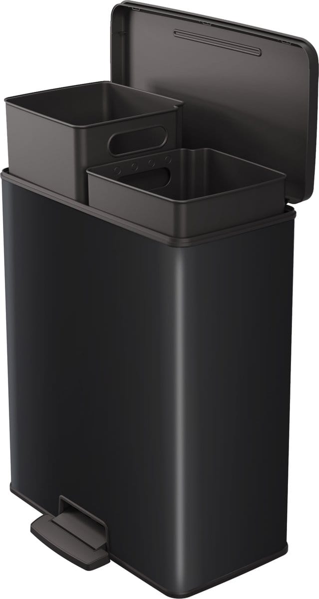 Curver Decobin Duo Prullenbak - 26L+26L - Rechthoekig - Zwart