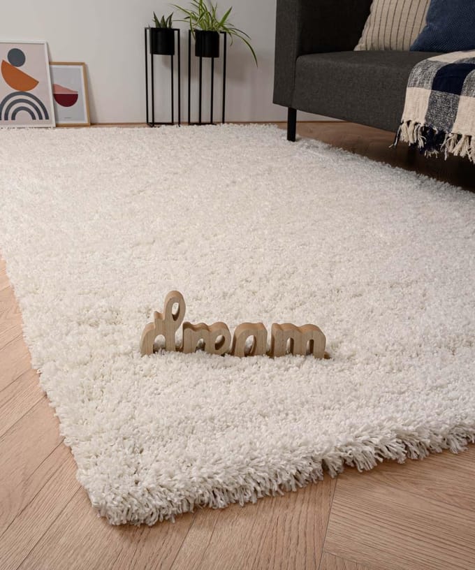 Rond hoogpolig vloerkleed - Cozy Shaggy wit 200