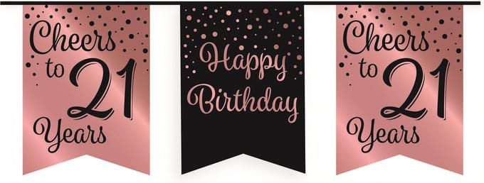 Party flag banner rose/black - 21