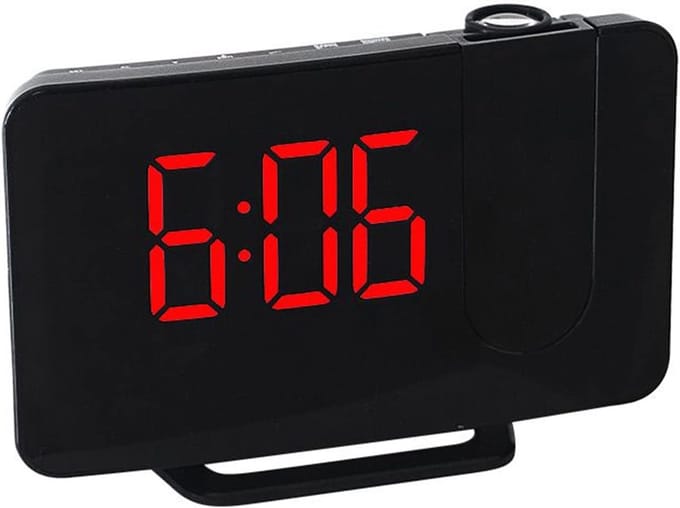 Digitale Wekker met FM Radio en 180° Projectie op Plafond | USB Oplader & Snooze