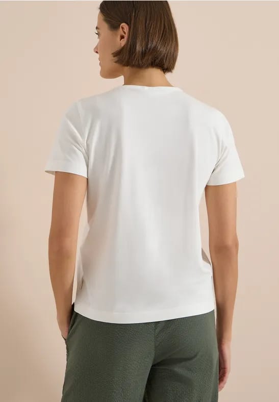 Shirt met ronde hals en glitteropdruk