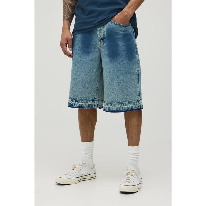 Regular Fit Getinte Ombre Denim Shorts | Blue | Size 32