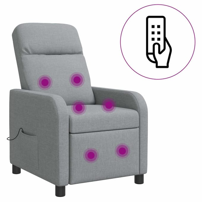 vidaXL - Massage - Relaxstoel - Lichtgrijs - Stof