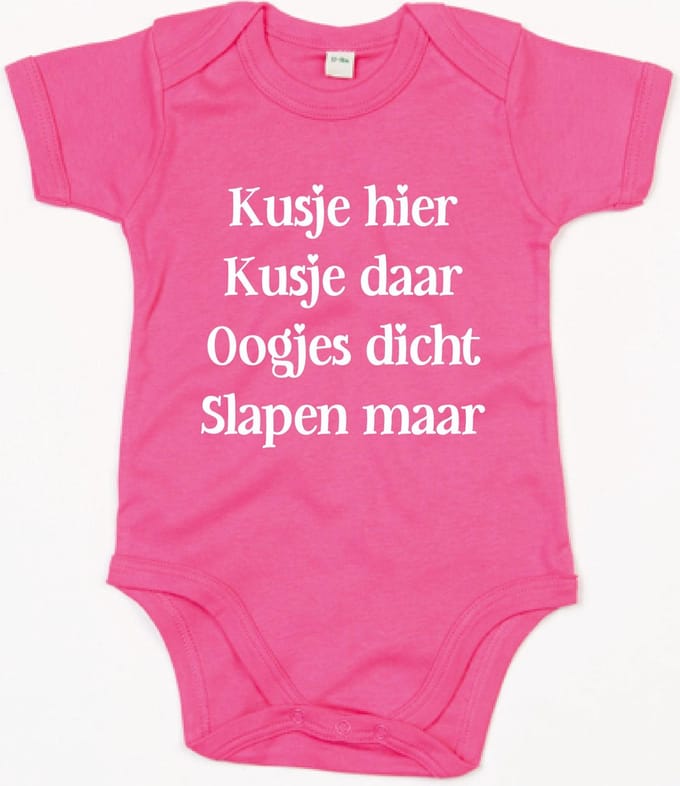 Rompertje Kusje Hier Kusje Daar-Fuchsia-6-12 Maanden