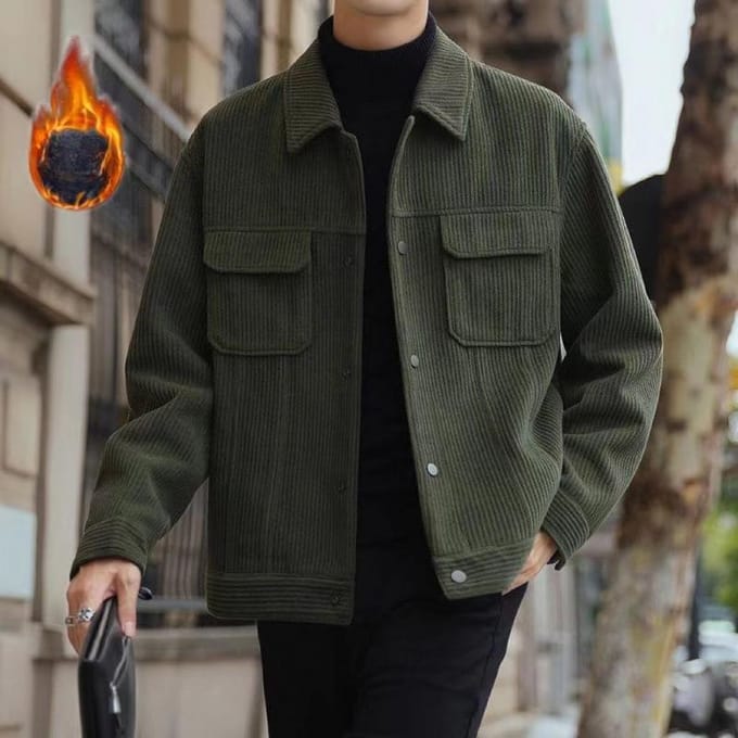 Veste à revers de printemps et d'automne Veste décontractée ample en polaire pour hommes M black