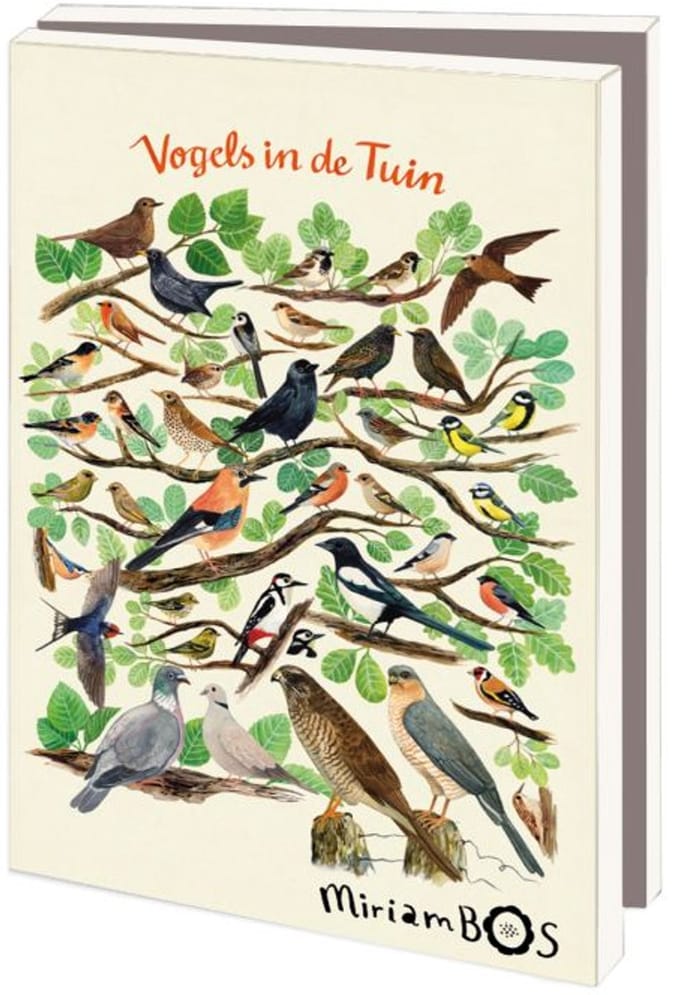 Kaartenmapje 10 stuks met enveloppen – Vogels in de tuin, Miriam Bos
