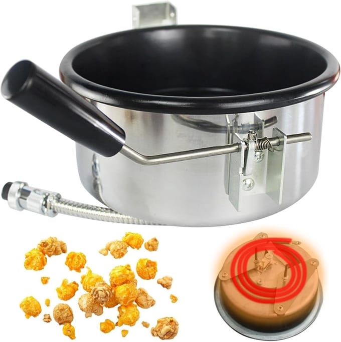 Popcornmachine - Snack Maker - Snelle Snacks - Anti-aanbaklaag - 200 ml Inhoud - Zilver