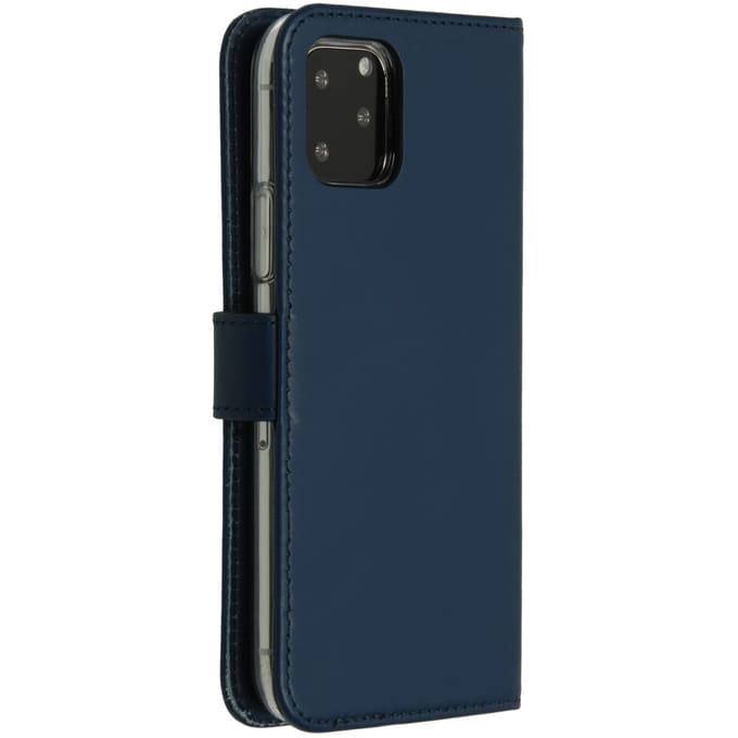 Selencia Hoesje - Geschikt voor Apple iPhone 11 Pro - Echt Lederen Bookcase - Blauw