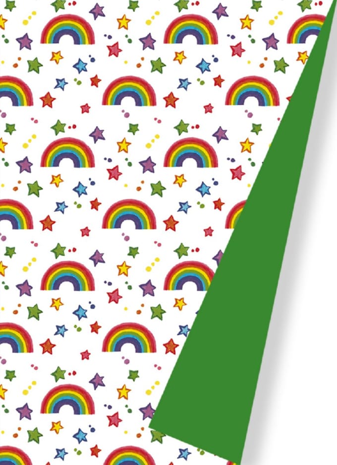 2 Kleine rollen - Cadeaupapier 30 cm - Rainbow Green