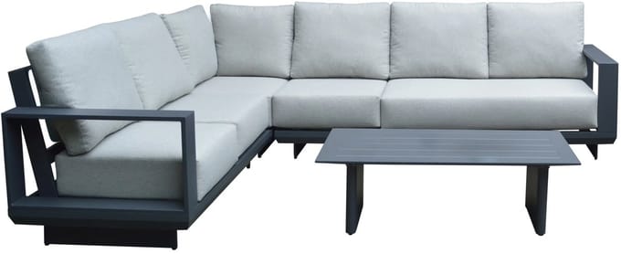 Avellino hoek loungeset 5 delig antraciet aluminium soft grey
