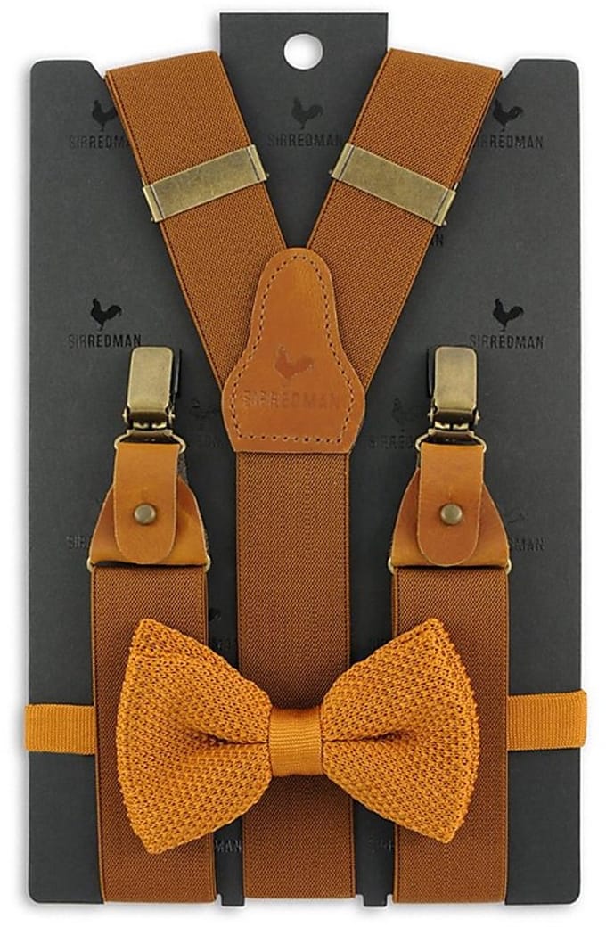 Sir Redman - Bretels met strik - bretels combi pack Correy Cognac - cognac