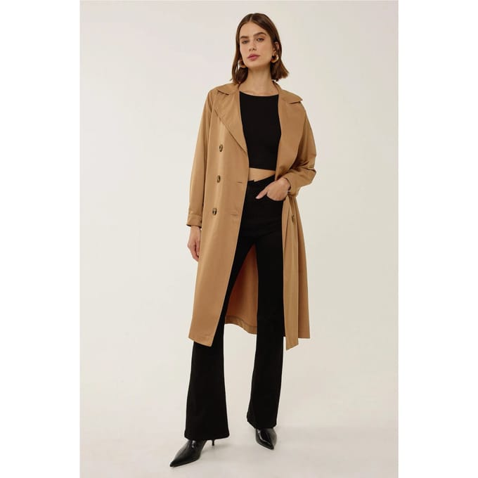Dubbelzijdig Gordijn Trenchcoat met Ceintuur