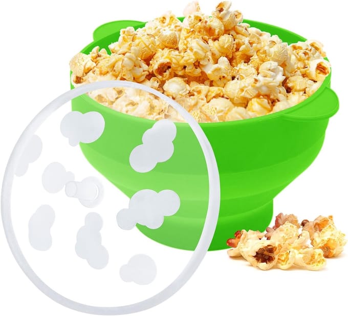 Siliconen Popcornmaker - Magnetron Popcornbak - Snacks Maken - Inklapbaar Ontwerp - 15 Kopjes Capaciteit - Groen